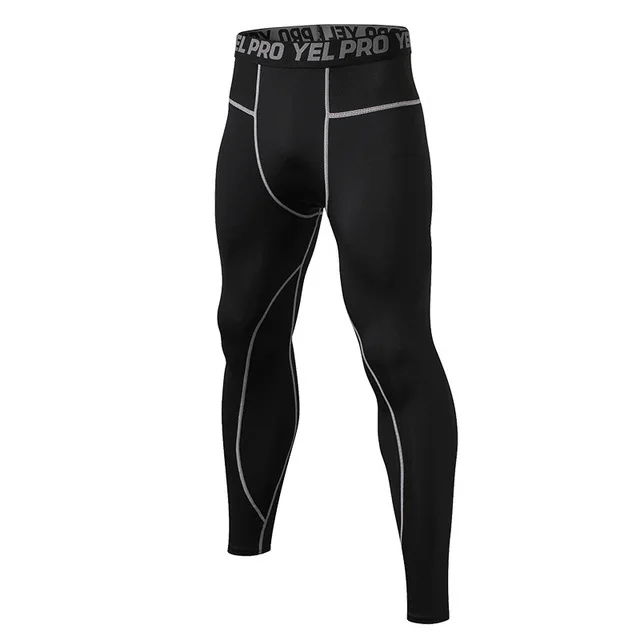 Quick drying men's compression running tights SF2177 with dynamic patchwork, enhancing agility and speed, polyester-spandex blend.