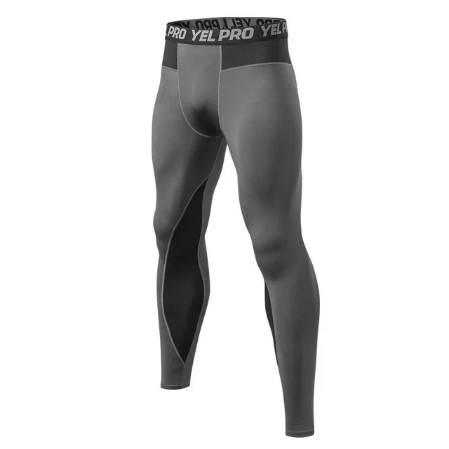 Men's compression running tights SF2177 with dynamic patchwork, quick-drying, elastic fit for enhanced agility and muscle recovery.