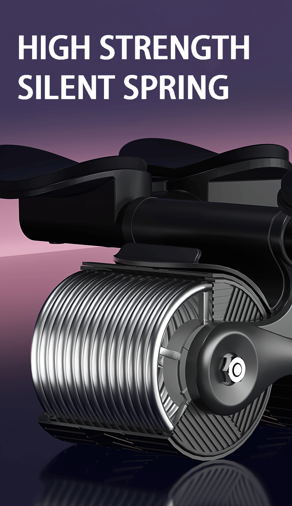 Close-up of Core Trainer SF2803 ab roller with high strength silent spring and wide wheel design.