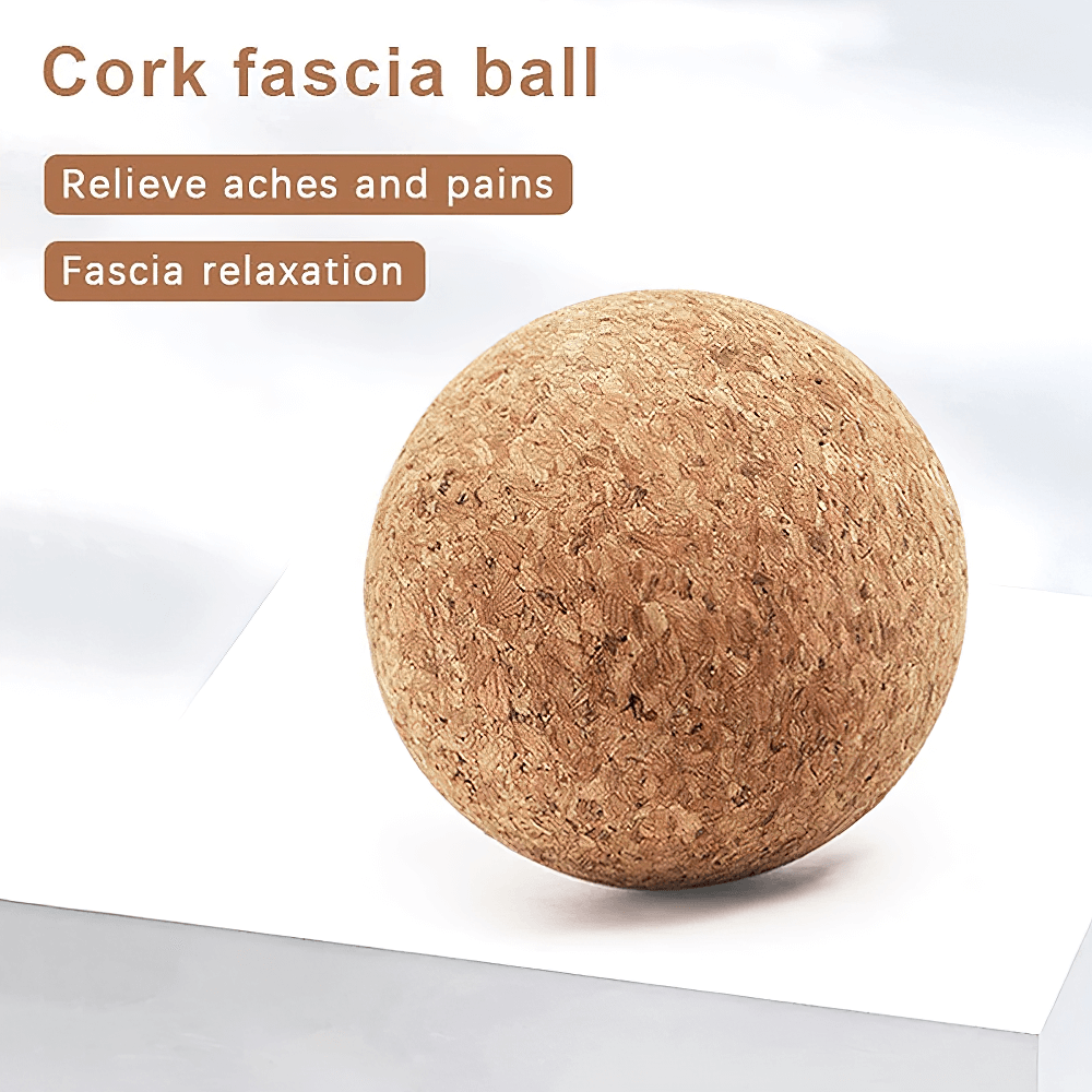 Cork fascia massage ball for deep tissue trigger point relief, ideal for yoga, fitness, and muscle relaxation.