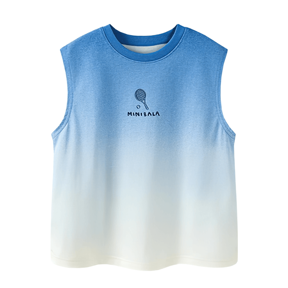 Cotton Tank Top with Tie-Dye Gradient Design - SF3684 for kids, featuring a soft blue and white gradient, perfect for summer activities.