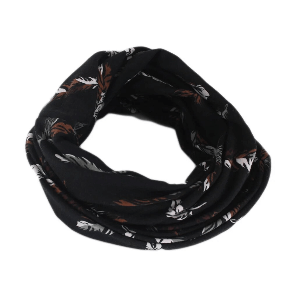 Black cotton dance hat scarf with floral print for girls, cozy and stylish accessory, perfect for casual occasions.