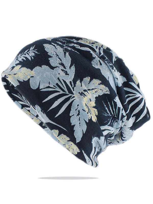 Cotton warm dance hat scarf for girls with floral print in navy blue, perfect for casual wear and staying cozy. SKU: SF1727.