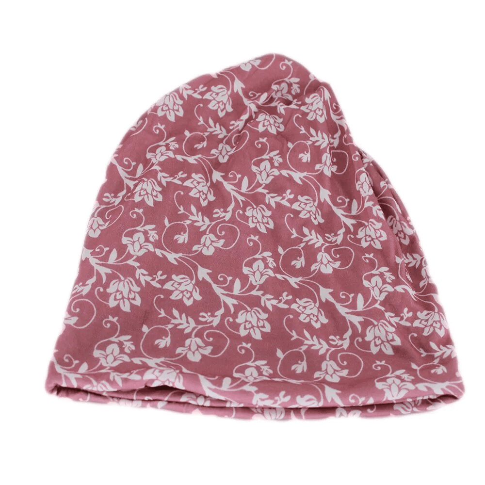 Pink floral print cotton dance hat scarf for girls, keeping her stylish and warm for casual occasions, SF1727.