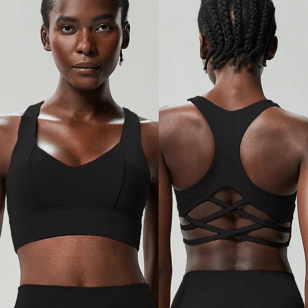 Crisscross Back Sports Bra with Removable Pads - SF4040