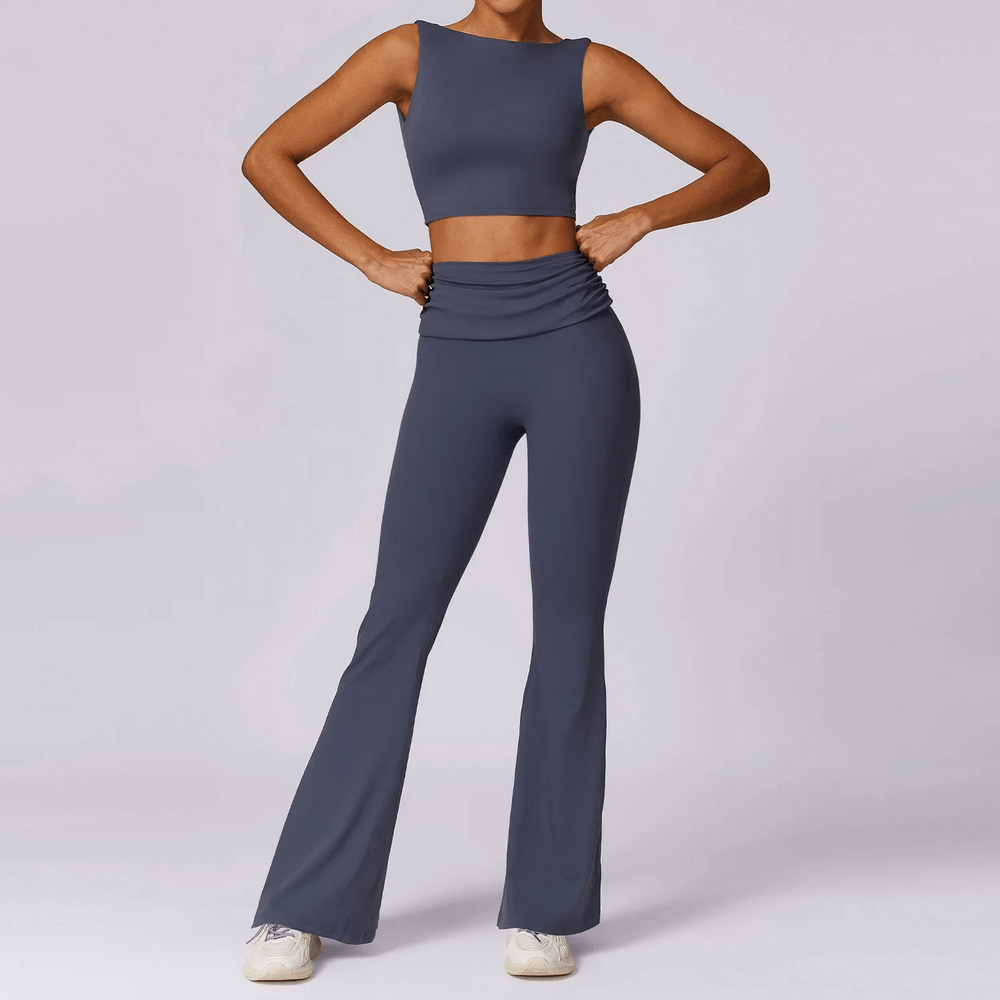 Crop Top and High-Waist Flare Leggings - SF4378