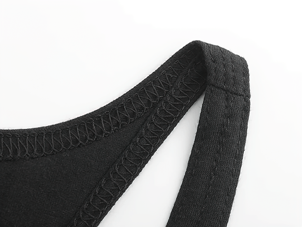 Close-up of Cross Print Gym Bodybuilding Y-Back Tank Top - SF4145 showing detailed stitching and strap design.