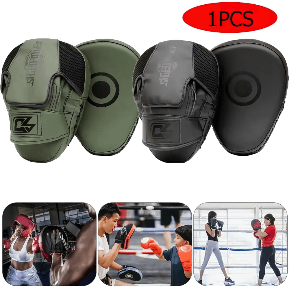 Curved boxing focus mitts SF3142 for MMA, kickboxing, and Muay Thai training with adjustable straps and breathable mesh design.