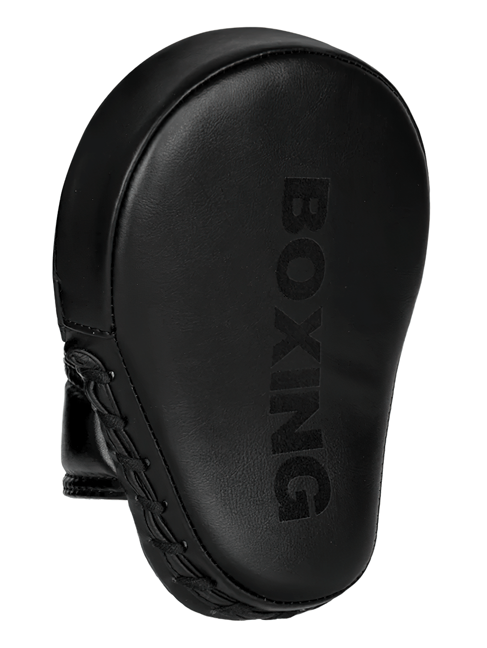 Curved boxing focus pad SF3145 in black PU leather for MMA training, featuring a durable five-finger glove grip for stability.