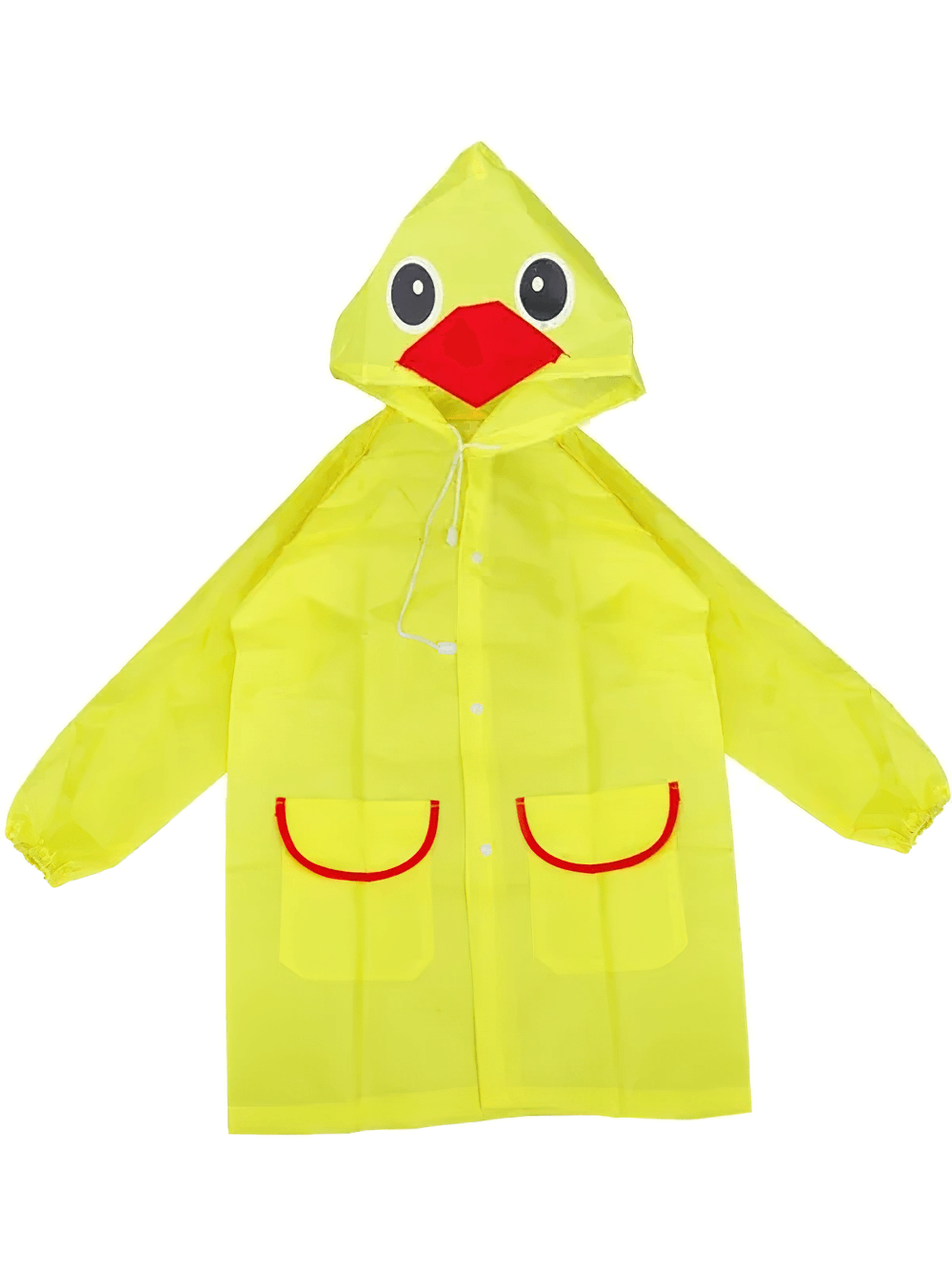 Yellow duck cute animal hooded waterproof raincoat with pockets - SF3616, children's fun rain jacket, adjustable hood, front pockets