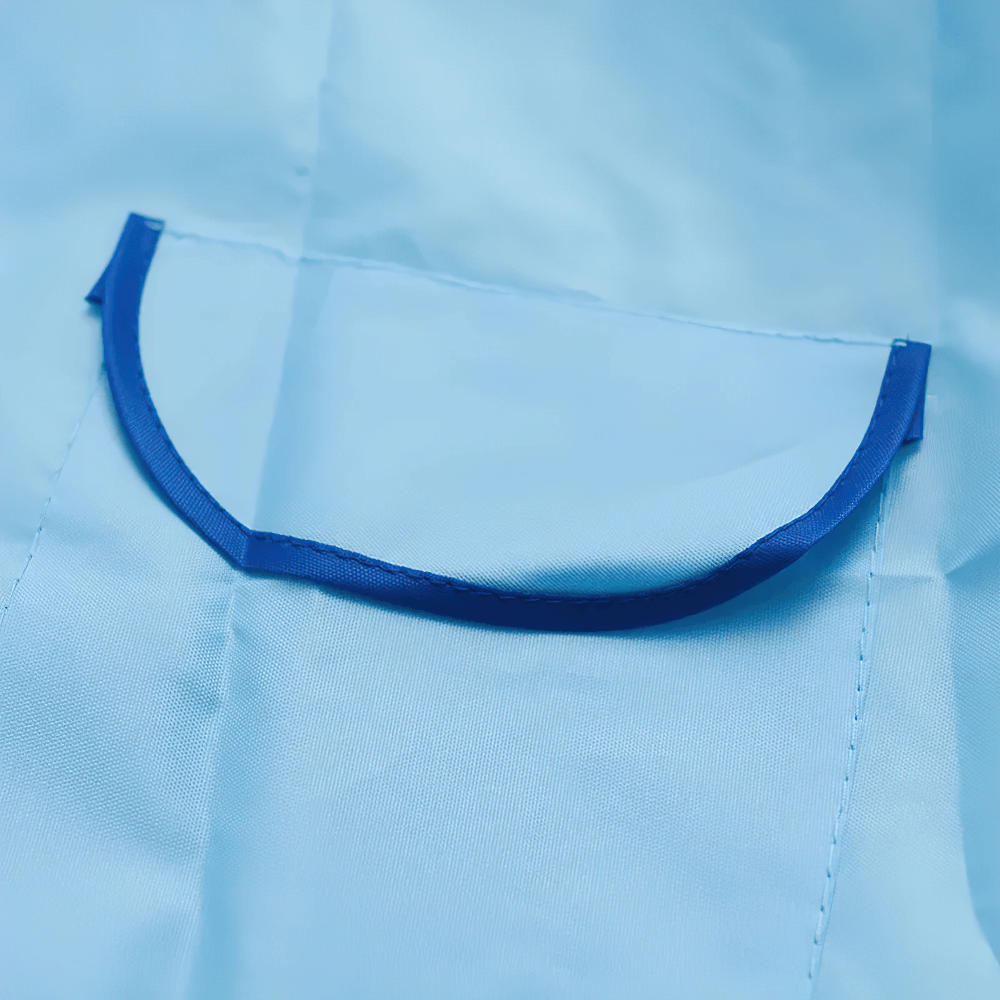 Close-up of blue pocket detail on Cute Animal Hooded Waterproof Raincoat with Pockets - SF3616