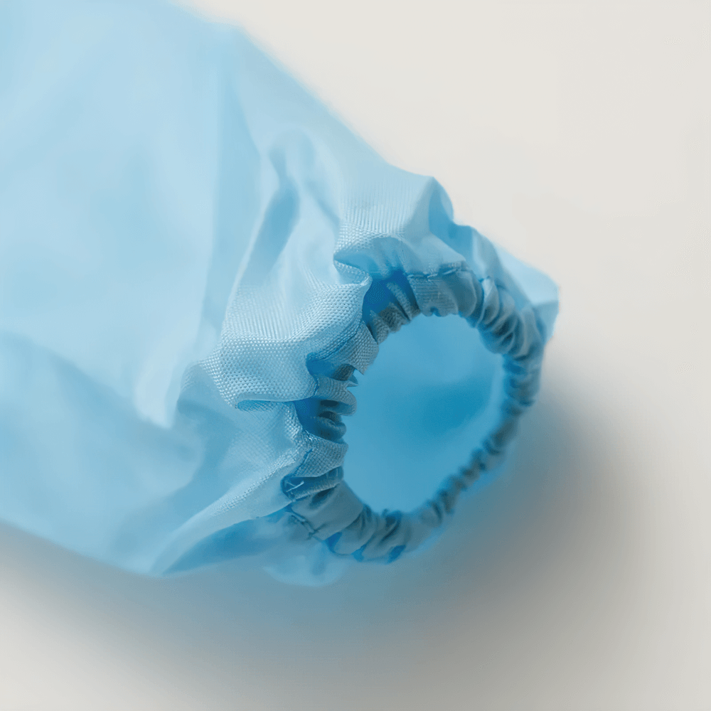 Close-up of the sleeve of Cute Animal Hooded Waterproof Raincoat with Pockets - SF3616 in blue