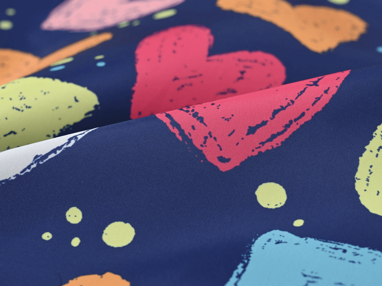 Close-up of colorful dinosaur and heart prints on Cute Printed Hooded Windbreaker Jacket - SF3594 fabric.