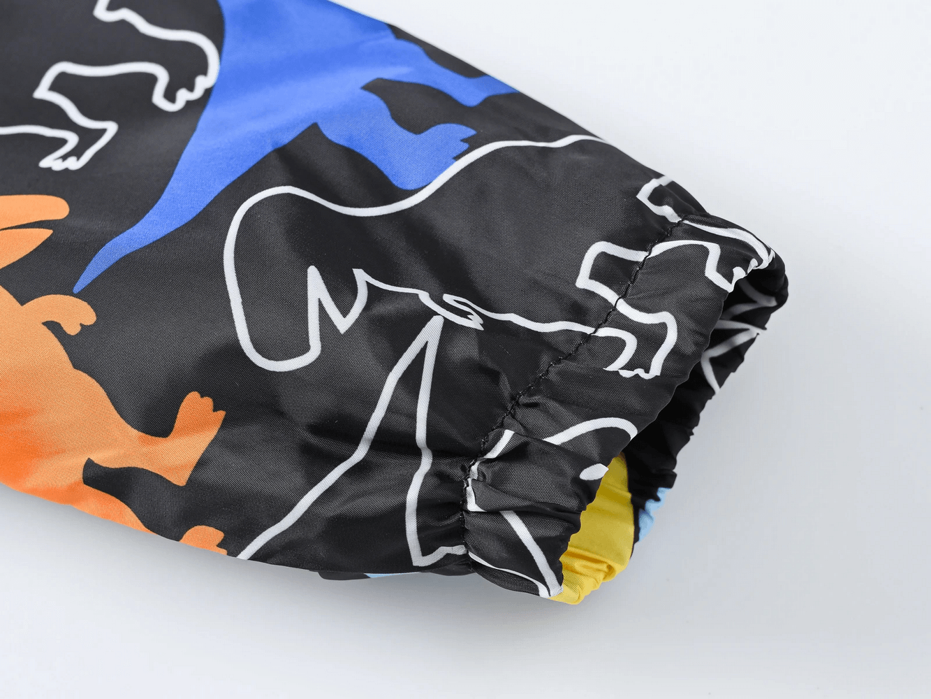 Elastic cuff detail of Cute Printed Hooded Windbreaker Jacket - SF3594 with colorful dinosaur prints for kids.
