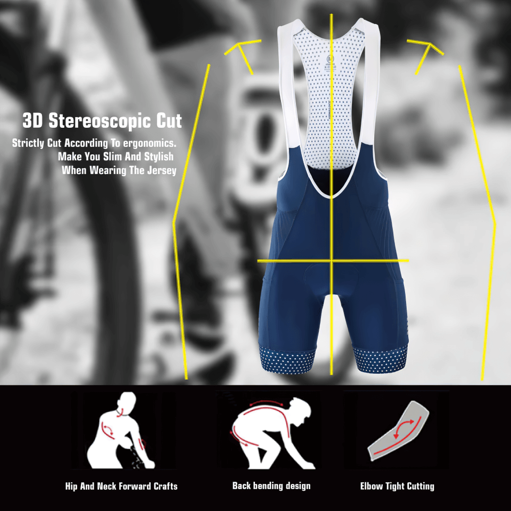 Men's Cycling Bib Shorts with Reflective Strips and 3D Cut Design for Comfort and Style - SF2579