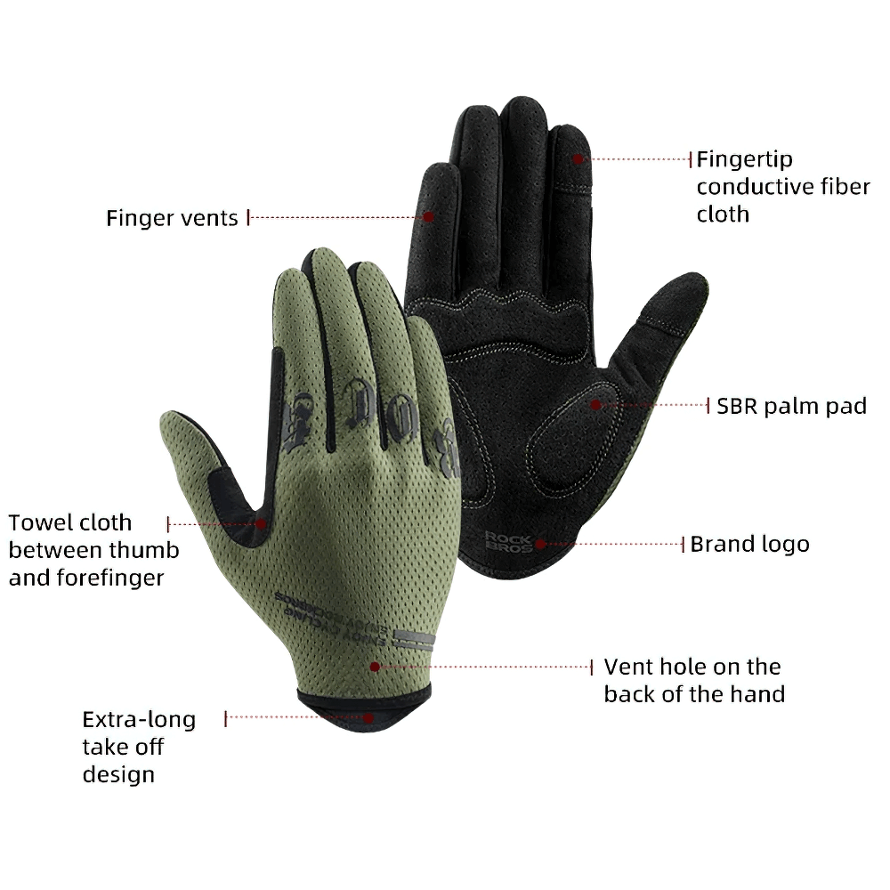 Cycling Gloves SF2619 with touchscreen, breathable knit weave, non-slip grip, ideal for MTB and road biking in all weather conditions.