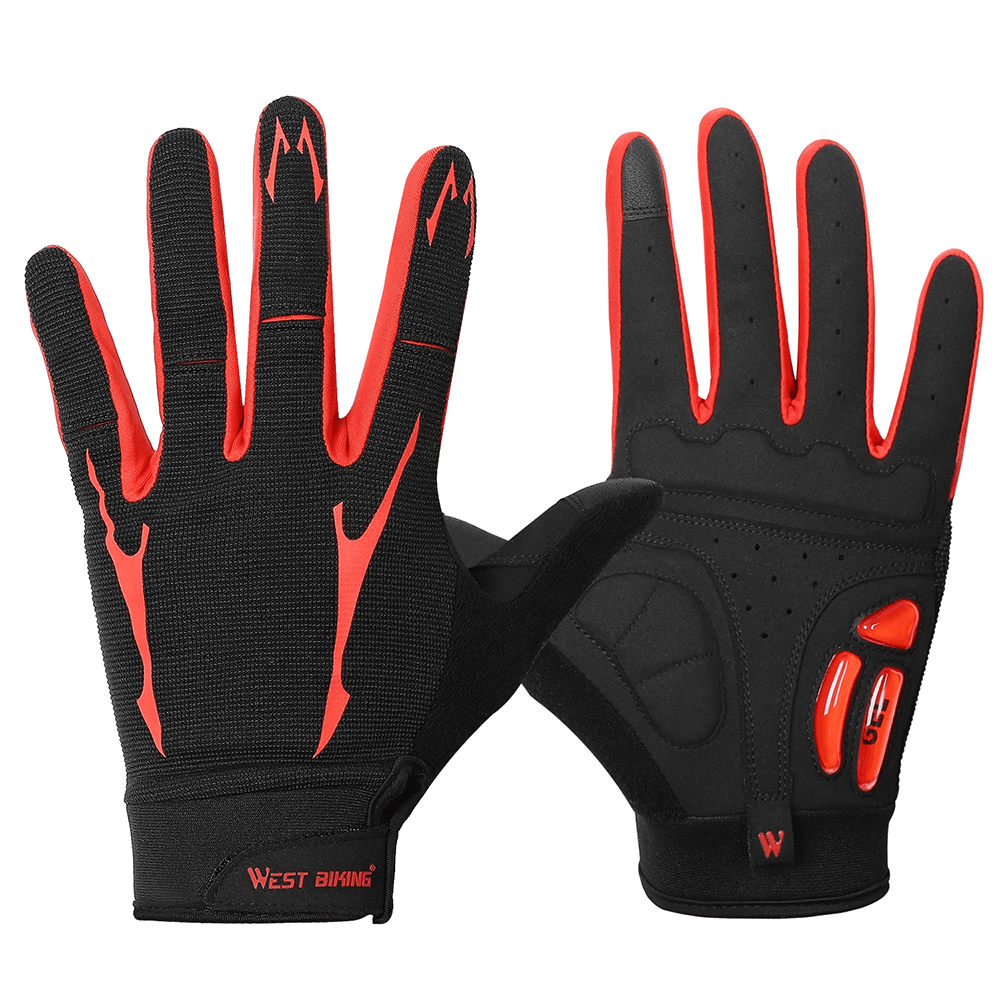 Durable cycling gloves with gel padding and touchscreen capability for summer rides, featuring a secure grip and breathable fabric.