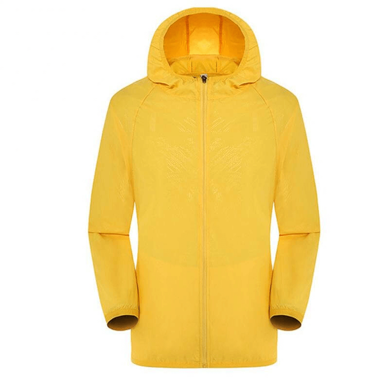 Men's yellow reflective quick dry windbreaker with hood, waterproof and breathable, ideal for cycling in harsh weather - SF0159