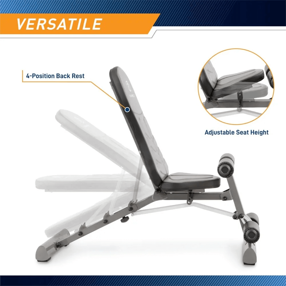 Deluxe Foldable Utility Bench for Home Workouts - SF3448 with adjustable positions for versatile training at home or gym.