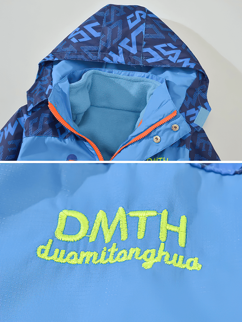 Close-up of Detachable Windbreaker Jacket with Fleece Lining - SF3713 showing hood and embroidery details