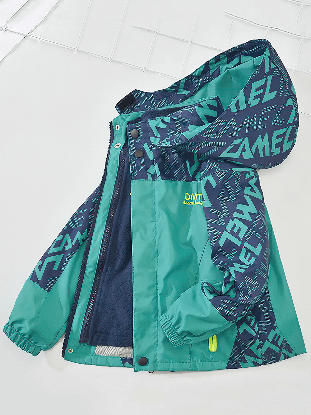 Detachable Windbreaker Jacket with Fleece Lining - SF3713 in teal and navy for active kids