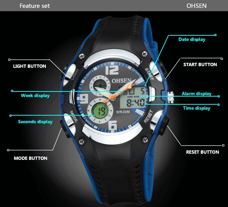 Feature-rich Digital Quartz Unisex Wristwatch with fashion silicone band, date, time, and alarm displays, and multiple functions.