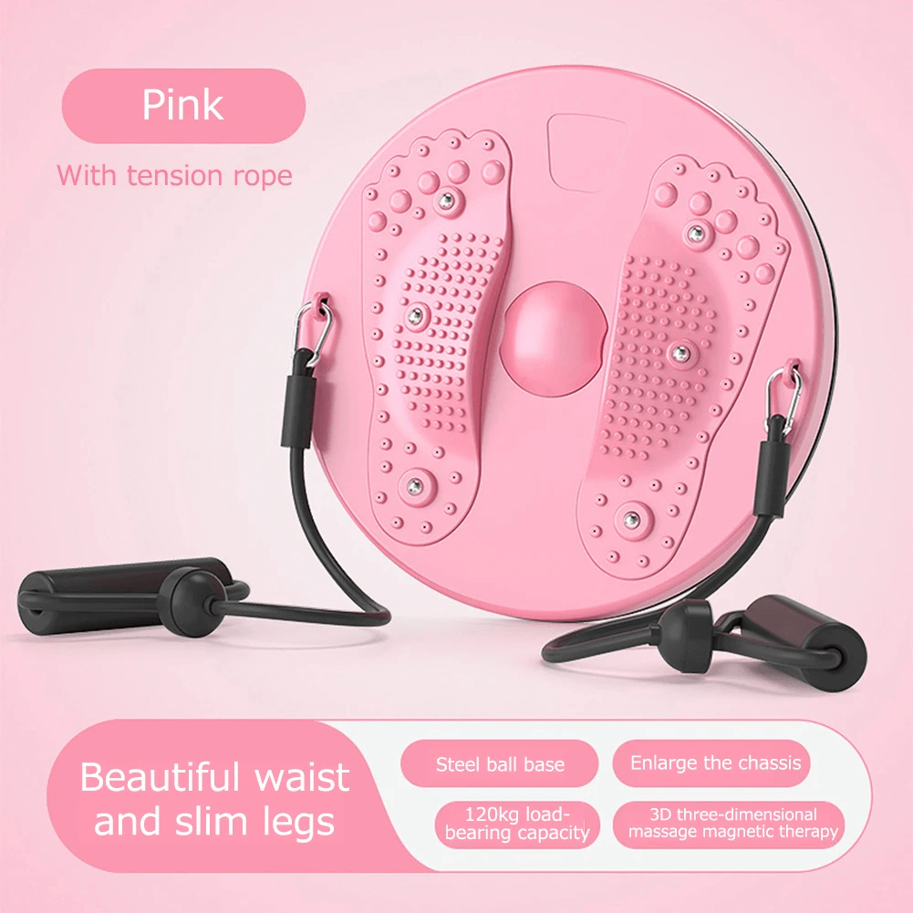 Pink Digital Rotating Waist Twister Board for Fitness - SF3498 with tension ropes for enhanced core and leg workout.