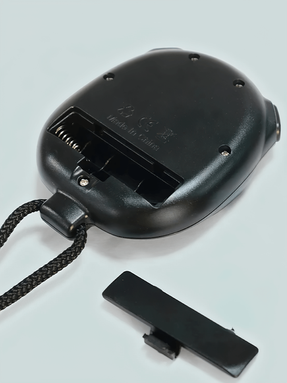 Back view of Digital Sport Stopwatch Timer with Countdown - SF3471 showing battery compartment and lanyard attachment.