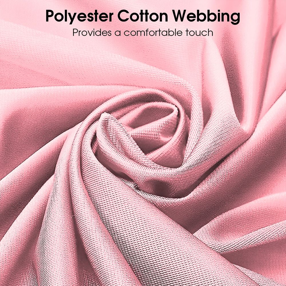 Close-up of pink polyester cotton webbing, illustrating soft, comfortable texture ideal for yoga hammock swings.