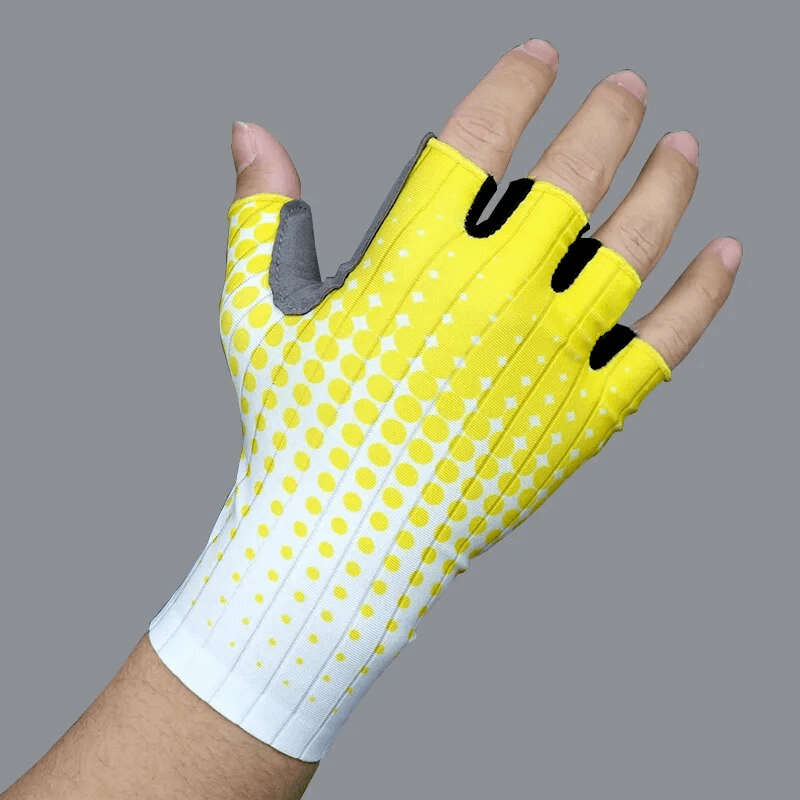Yellow Dot Cycling Gloves for Men and Women, Sports Aero Design with Shock-Absorbing Palm Pads, Comfortable Fit, Style SF1561