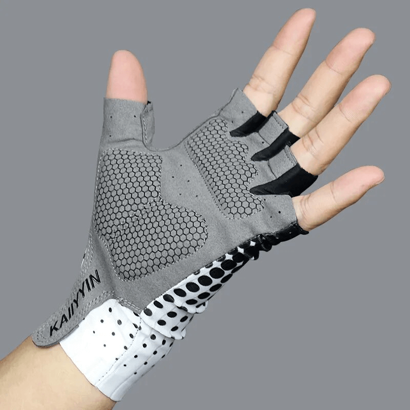 Unisex Dot Cycling Gloves SF1561 with ergonomic, shock-absorbing pads, breathable microfiber, and adjustable fit for biking comfort.
