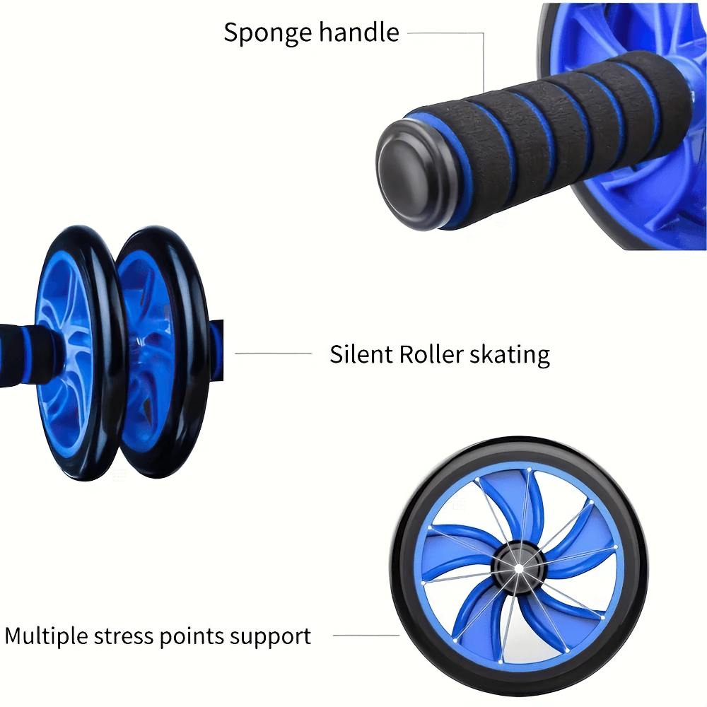 Illustration of the SF2800 double-wheel ab roller with sponge handle, silent roller feature, and stress point support.