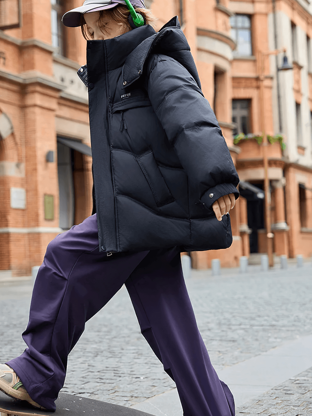 Stylish child wearing Down Jacket with Hood and Warm Padding - SF3627, perfect for outdoor adventures and staying cozy in cold weather.