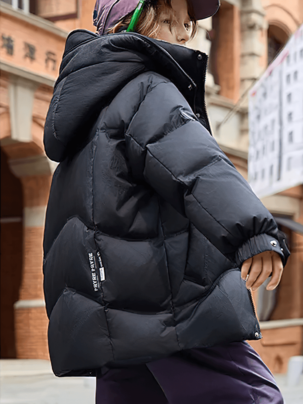 Children wearing Down Jacket with Hood and Warm Padding - SF3627, perfect for cold weather and outdoor wear, in stylish black.