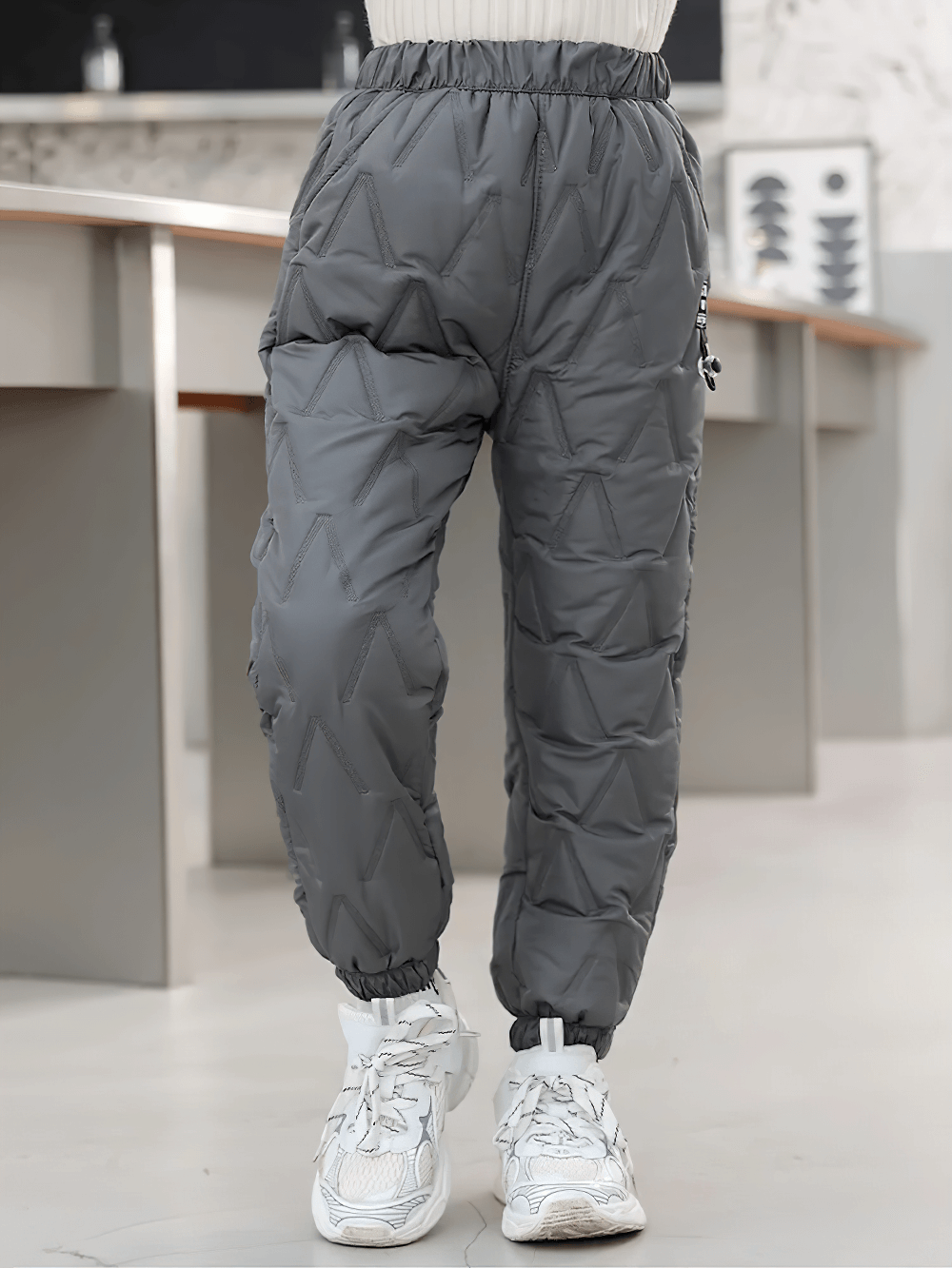 Child wearing Down Pants Warm Padded Ski and Snow Trousers - SF3733, ideal for winter sports and daily wear.