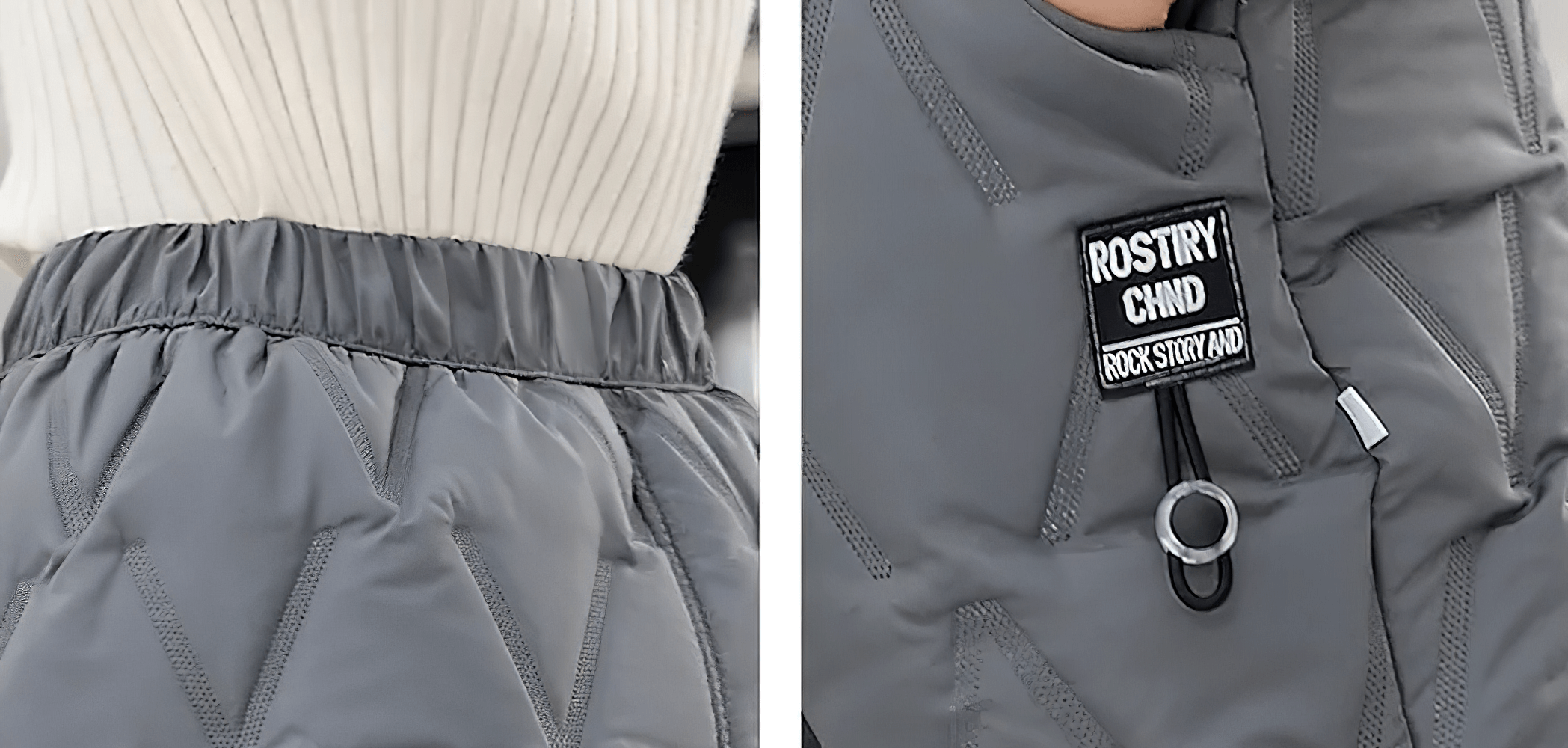 Close-up of Down Pants Warm Padded Ski and Snow Trousers - SF3733 showing waistband and fabric texture.