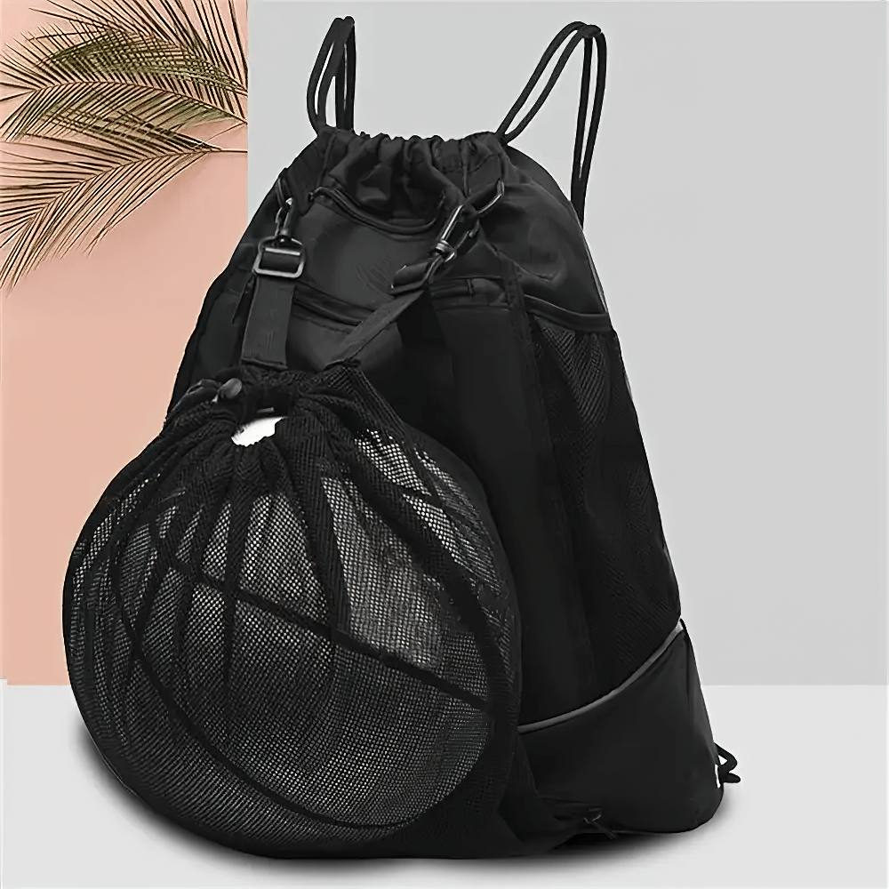 Drawstring Backpack with Mesh and Nylon Pockets - SF2641