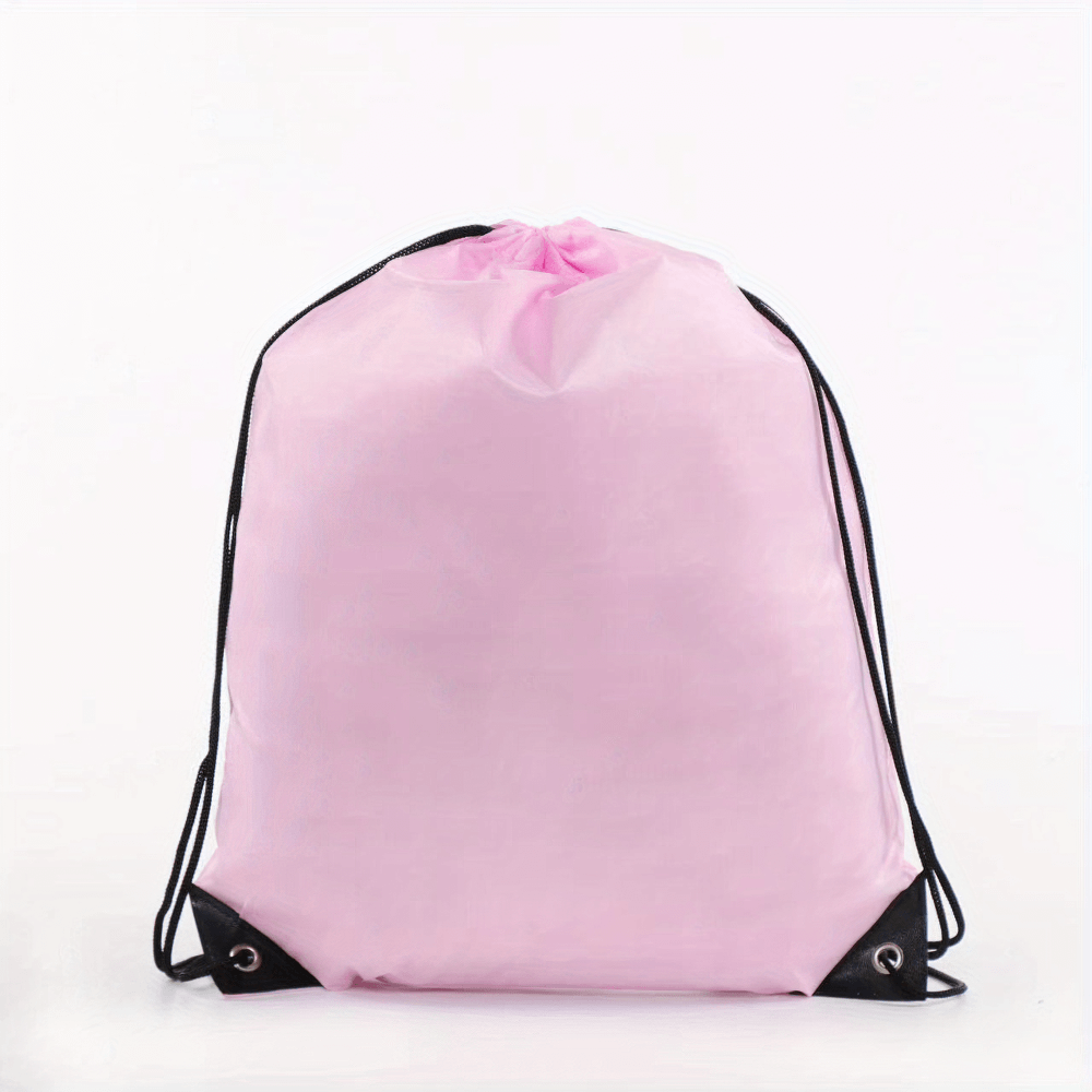 Pink drawstring nylon gym and travel bag SF2640 for sports, yoga, camping, and hiking. Durable polyester, ideal for active lifestyles.