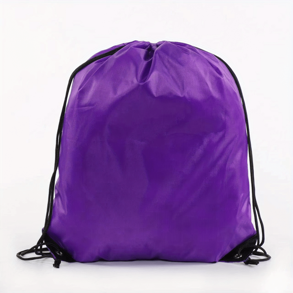 Purple drawstring nylon bag for gym and travel, SF2640. Durable polyester for sports, hiking, yoga, and outdoor activities.