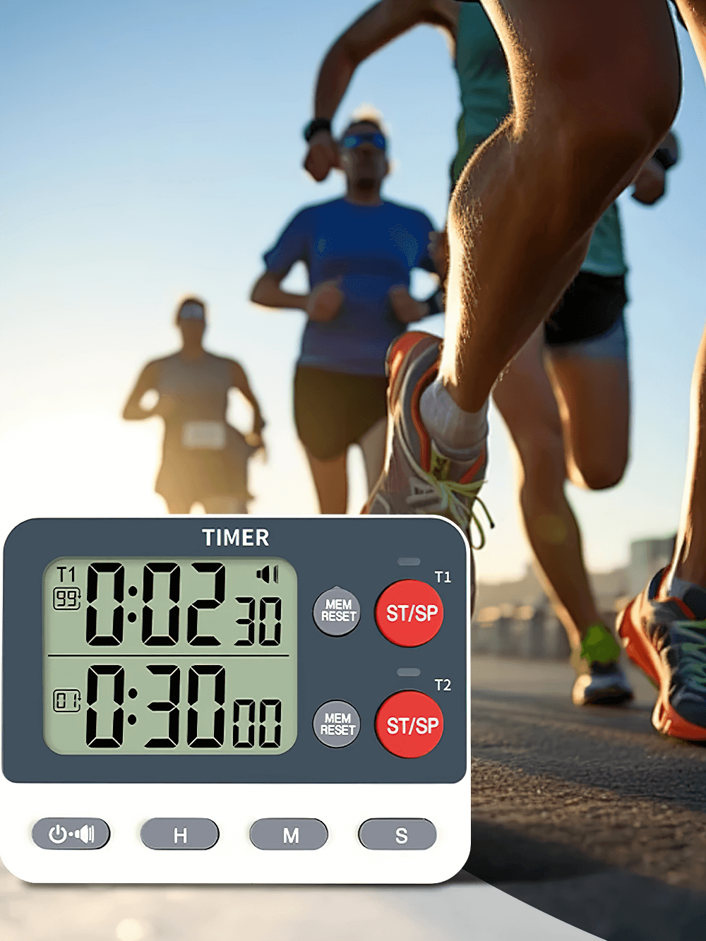 Dual Digital Timer with Cycle Countdown for Sports - SF3467, perfect for athletes and workouts with versatile timing functions.