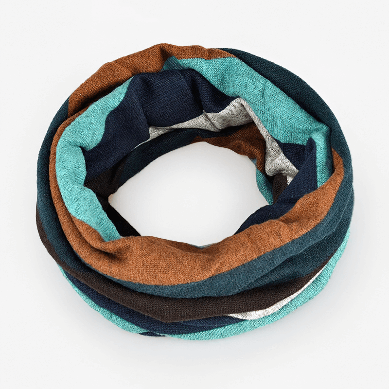 Colorful striped women's beanie, dual-use design, made of soft polyester, enhances style and warmth. Ideal for any occasion.