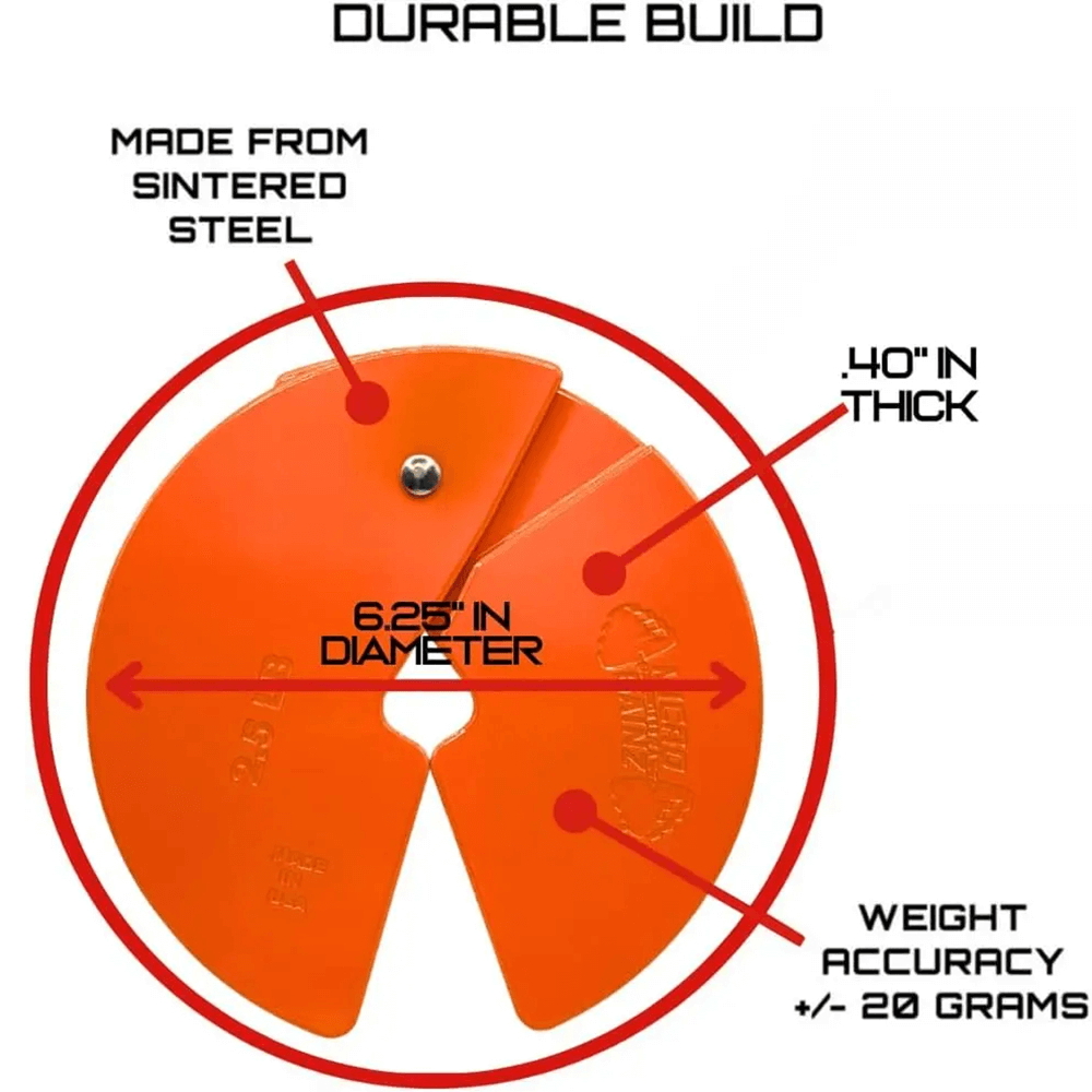 Dumbbell Fractional 2.5lb Micro Weight Plate Pair - SF3436 made from sintered steel, 6.25 inches diameter, 0.40 inches thick.
