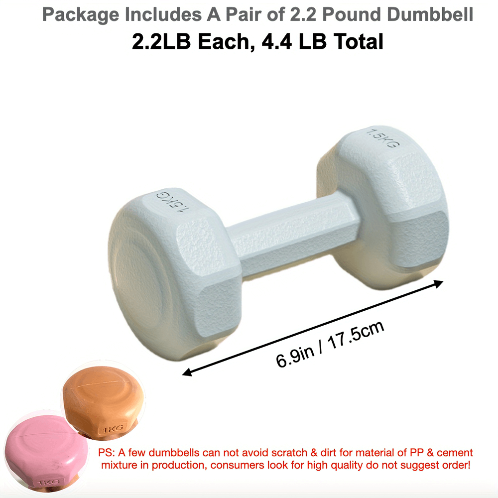 2-Pack 4.4lb Dumbbell Set for Yoga and Strength Training with Secure Grip and Easy Storage SF2940