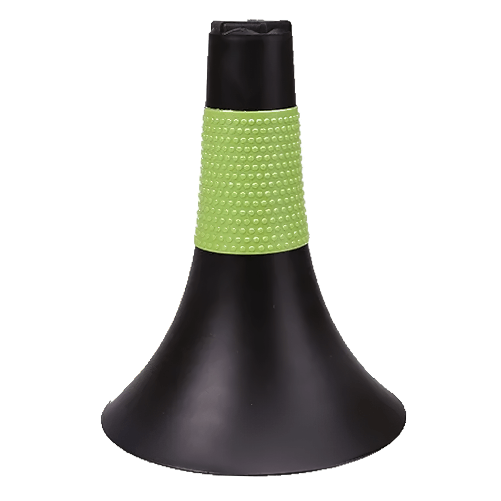 Black speed cone with bright green band for agility and football drills.