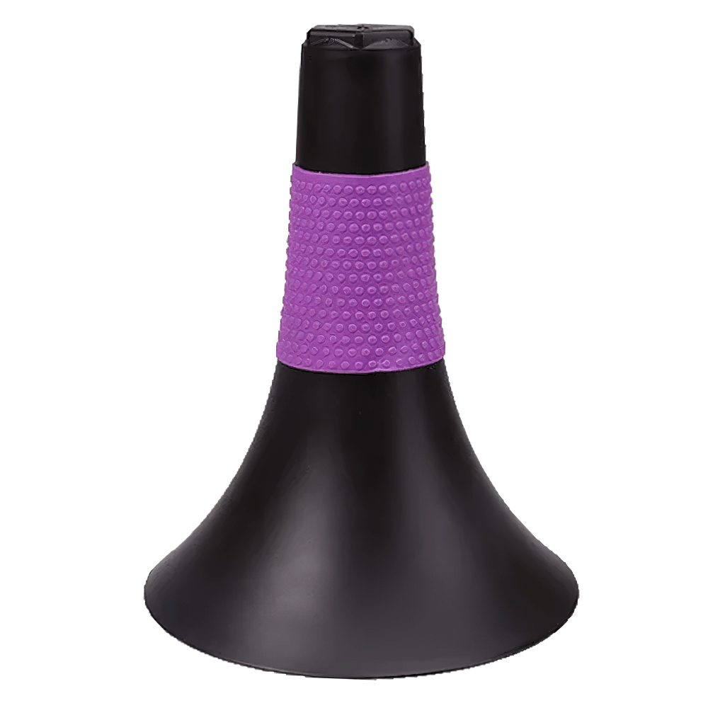 Sleek black agility speed cone for football drills with purple grip, ideal for sports marker barriers and quick movement exercises.