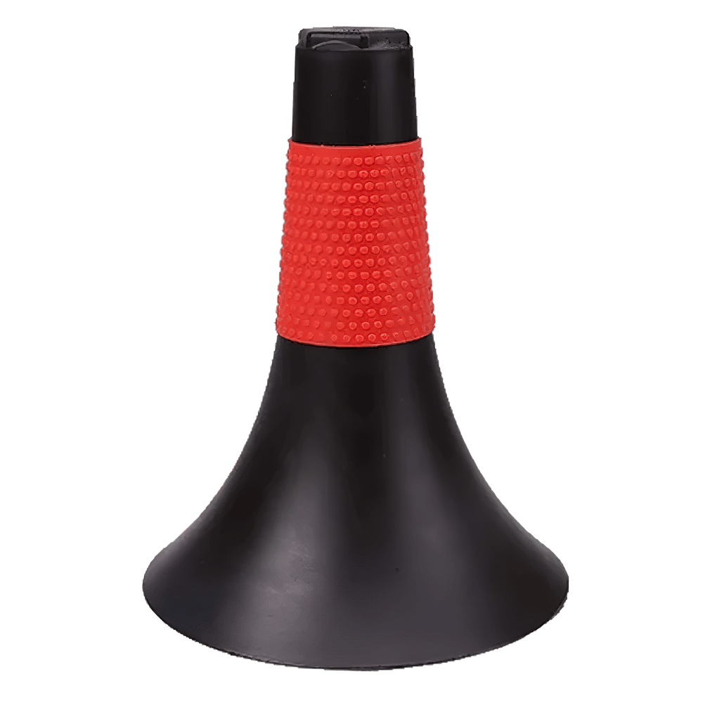 Black agility speed cone with red grip band, perfect for football, basketball drills, and training exercises.