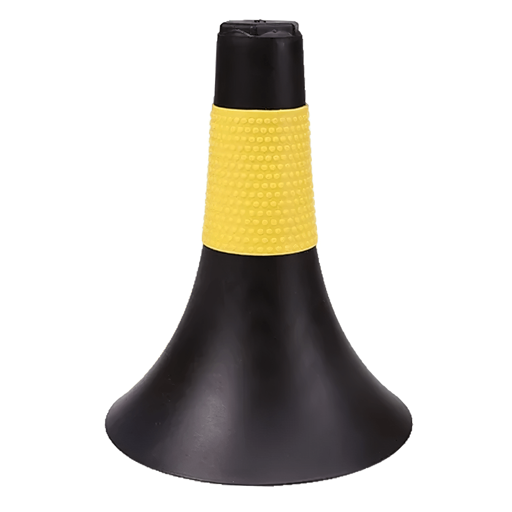 Durable agility speed cone with black base and bright yellow band for football and basketball drills, model SF3183