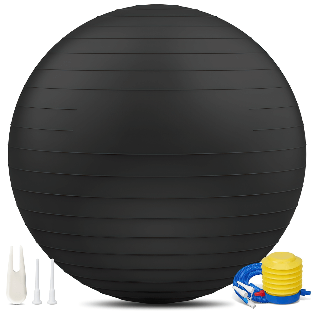 Durable anti-burst yoga ball with accessories for home and gym workouts, ideal for enhancing core strength and stability.