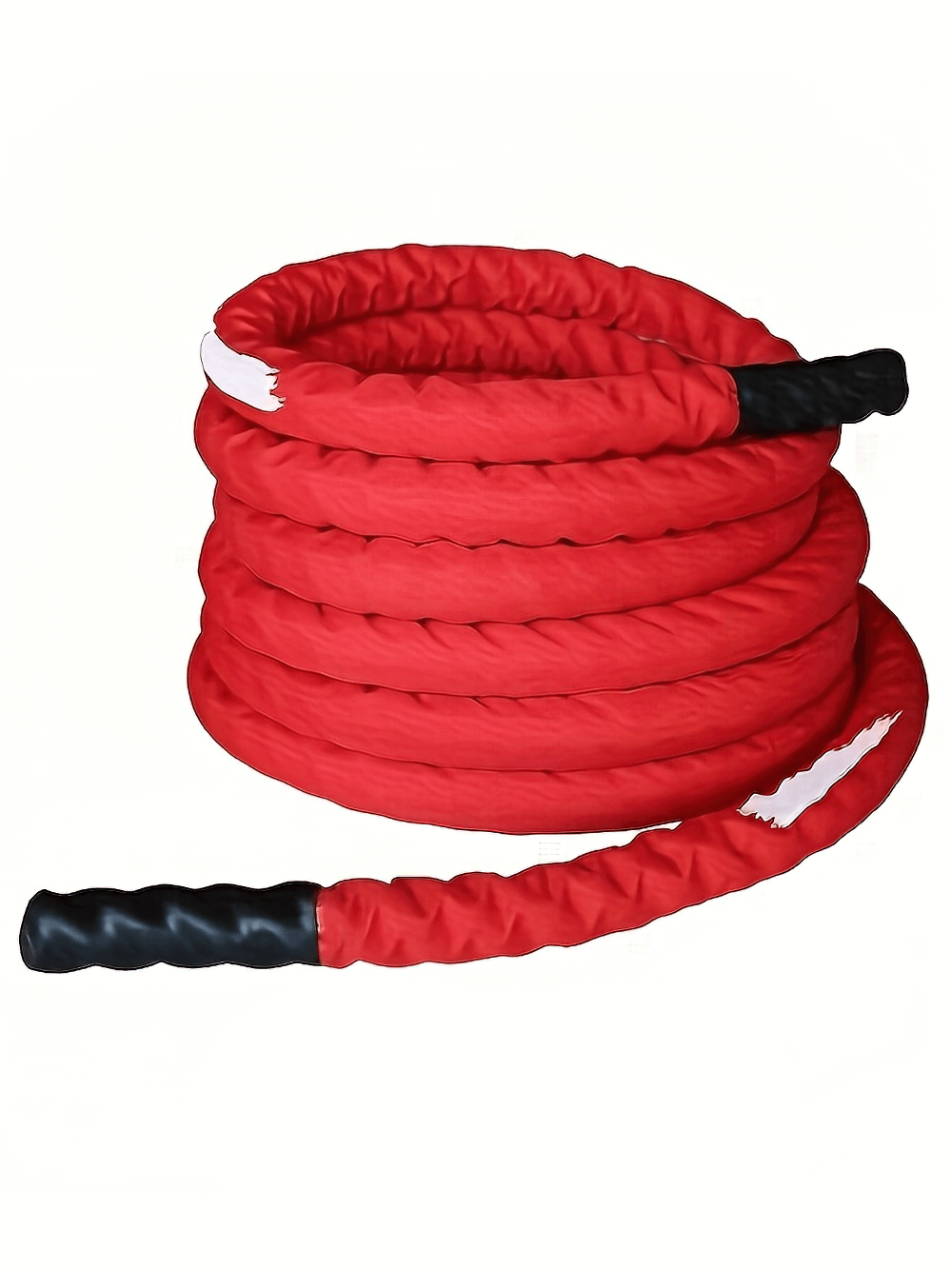 Durable red battle rope SF2885 for cardio workouts with black handles, perfect for strength and endurance training.