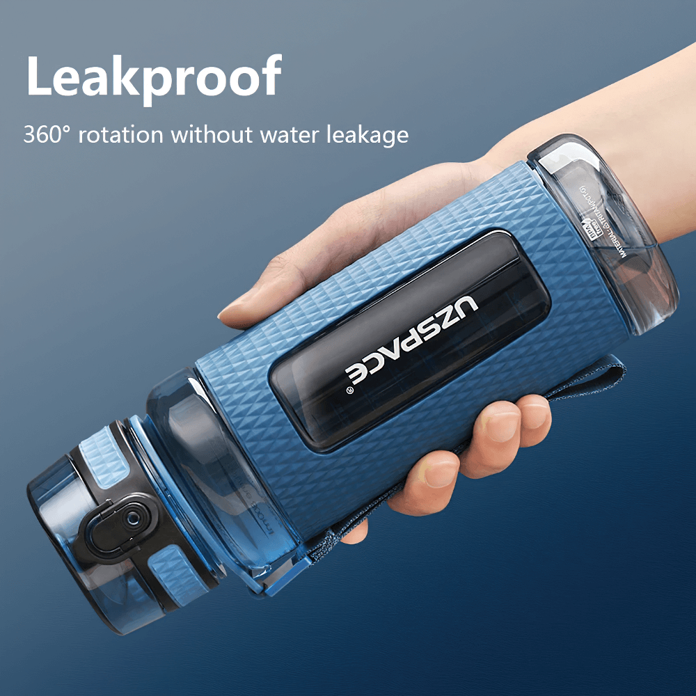 Durable leak-proof BPA-free sports water bottle SF3073 with one-handed open, 360° rotation, and portable handle.